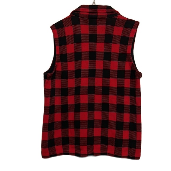 CHAPS Zip Up Sweater Vest, Red and Black, Size Large - Picture 2 of 5